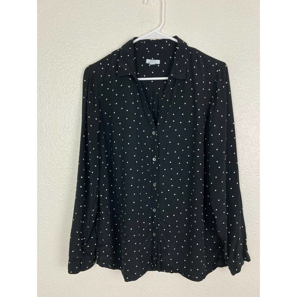 J. Jill Tops - J Jill Polka Dot Shirt Blouse Women Medium Long Sleeves V-Neck Black and White